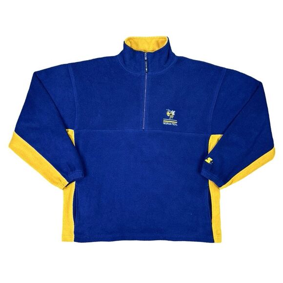 Vintage Starter Georgia Tech Yellow Jackets Embroidered Fleece Pullover - Sz XL - Picture 1 of 6